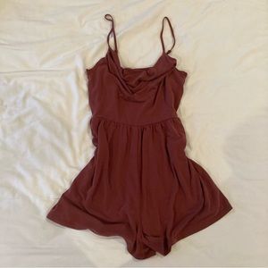 American Eagle Cowl Neck Red Romper